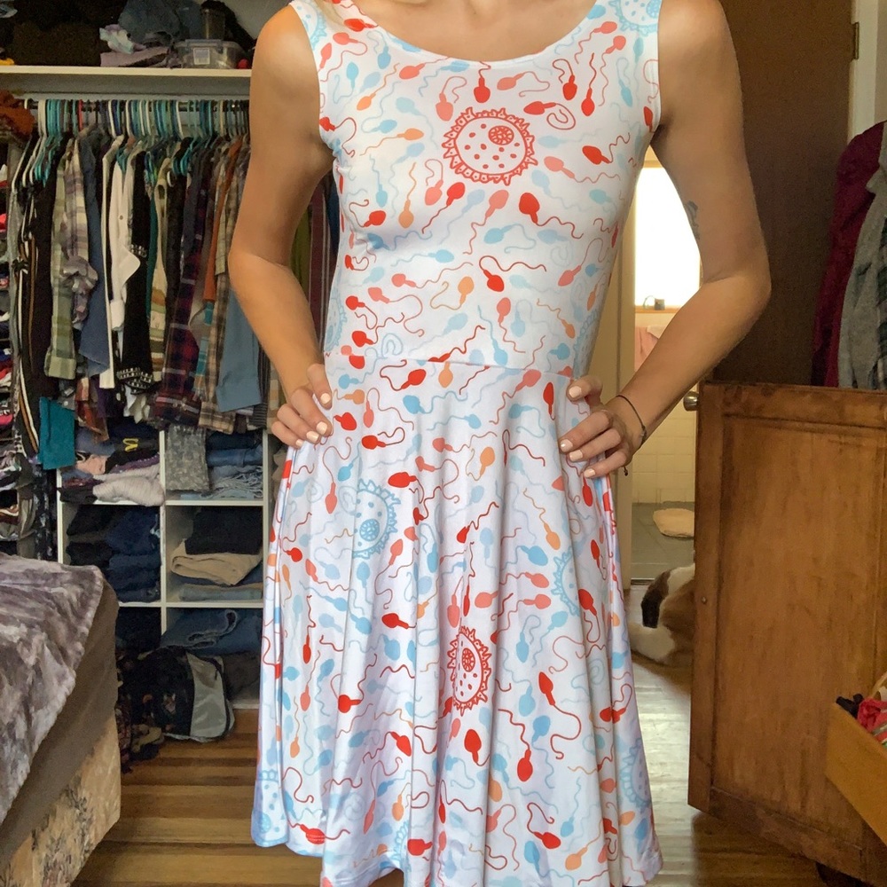 Science (Sperm and Egg) Pattern White Sun Dress - Picture 3 of 3